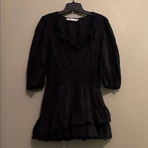 Zara black ruffled eyelet mini dress Size S